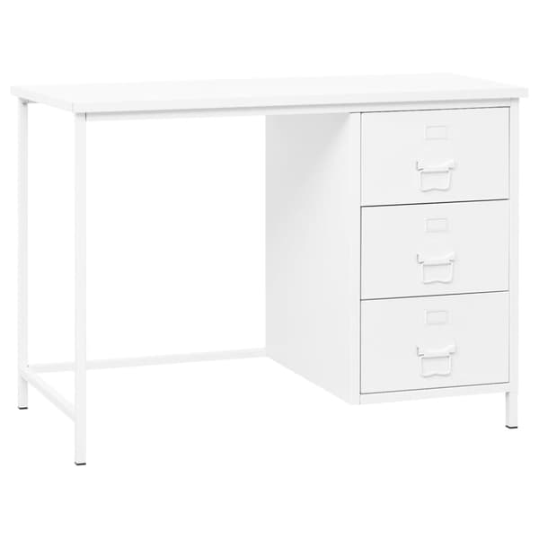 vidaXL Teollinen työpöytä laatikoilla valkoinen 105x52x75 cm teräs -  Kirjoituspöydät