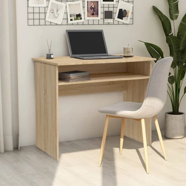 vidaXL skrivebord 90x50x74 cm konstrueret træ sonoma-eg - Skriveborde