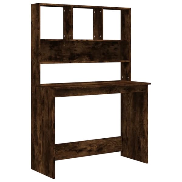 vidaXL skrivebord m. hylder 102x45x148 cm konstrueret træ Røget egetræ -  Skriveborde