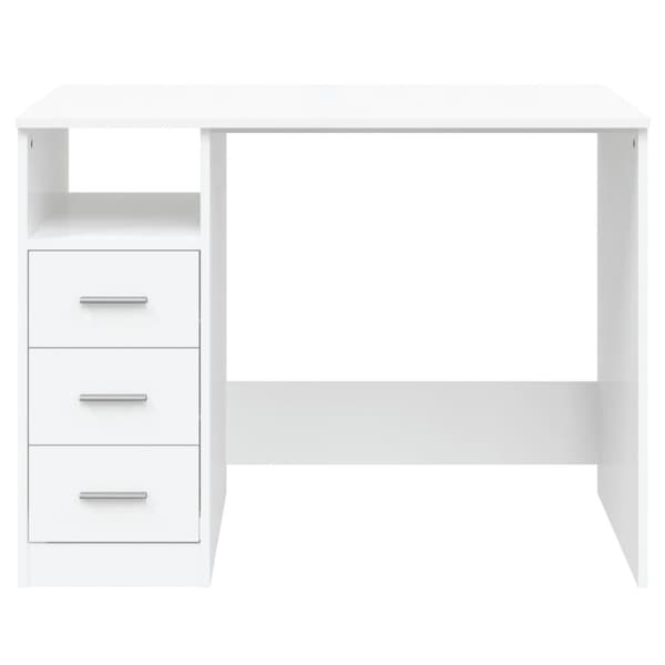 vidaXL Työpöytä laatikoilla valkoinen 102x50x76 cm tekninen puu -  Kirjoituspöydät