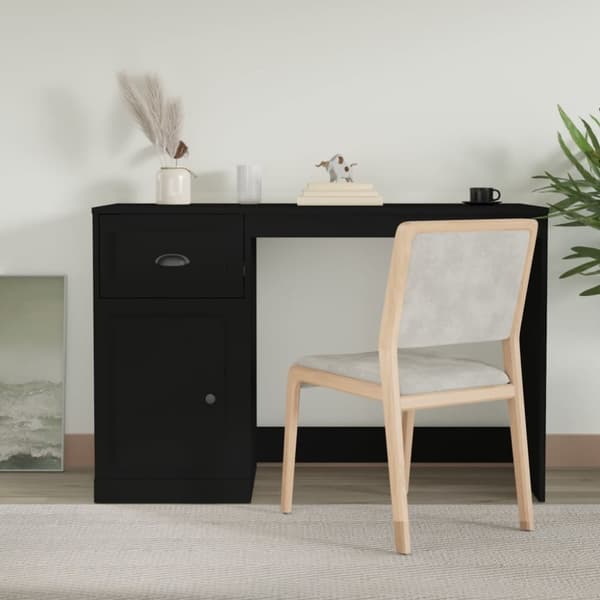 vidaXL skrivebord med skuffe 115x50x75 cm konstrueret træ sort - Skriveborde