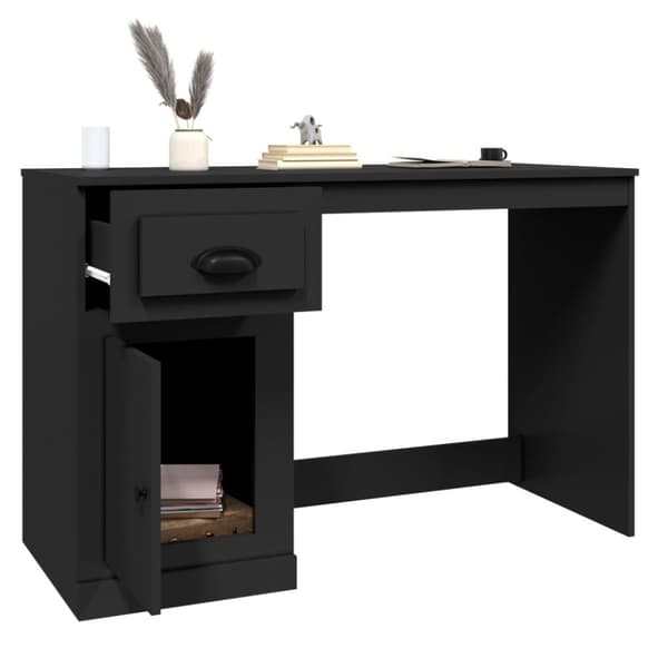 vidaXL skrivebord med skuffe 115x50x75 cm konstrueret træ sort -  Skriveborde
