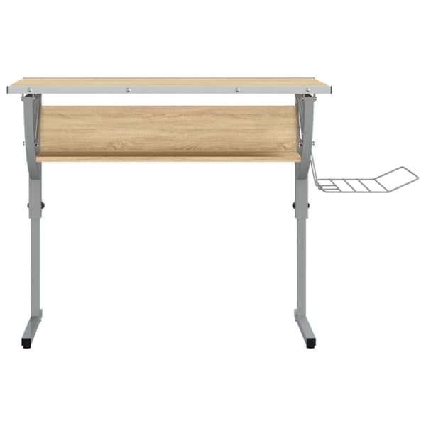 vidaXL skrivebord 110x53x(58-87) cm konstrueret træ stål sonoma-eg grå -  Skriveborde