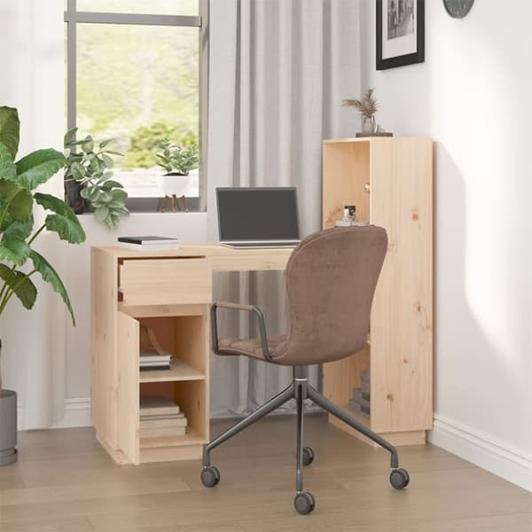 vidaXL skrivebord 110x53x117 cm massivt fyrretræ - Skriveborde