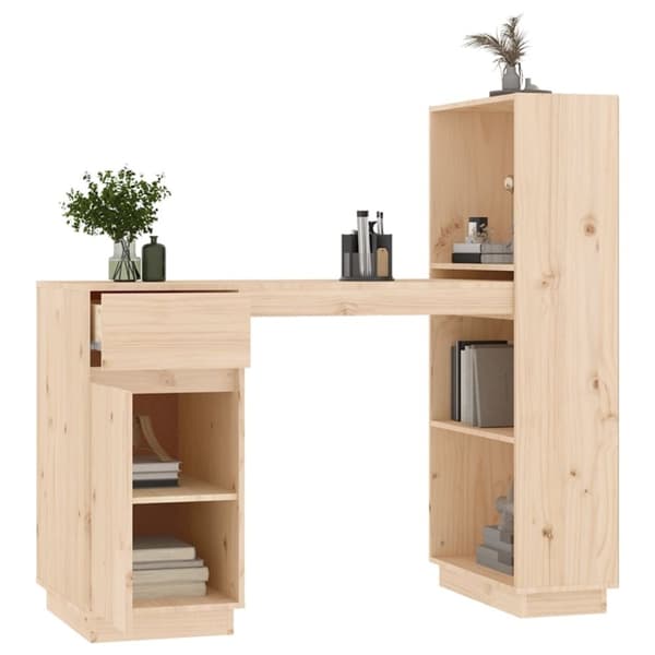 vidaXL skrivebord 110x53x117 cm massivt fyrretræ - Skriveborde