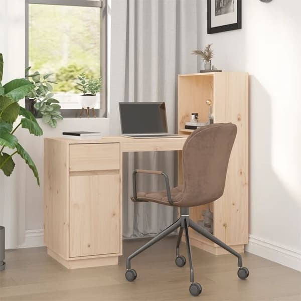 vidaXL skrivebord 110x53x117 cm massivt fyrretræ - Skriveborde
