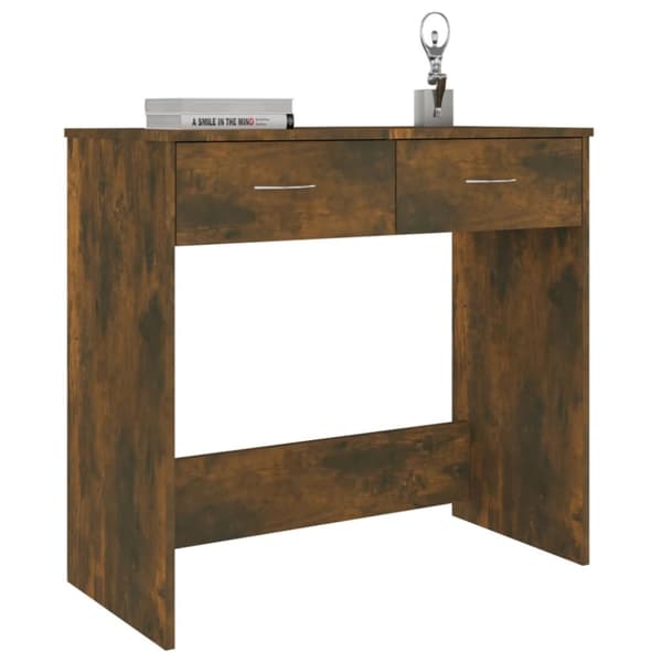 vidaXL skrivebord 80x40x75 cm konstrueret træ røget egetræsfarve - Skriveborde
