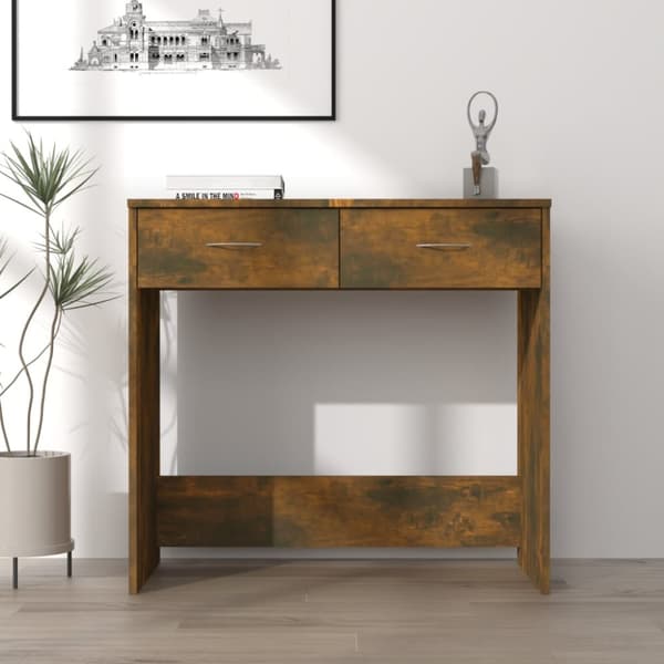 vidaXL skrivebord 80x40x75 cm konstrueret træ røget egetræsfarve - Skriveborde