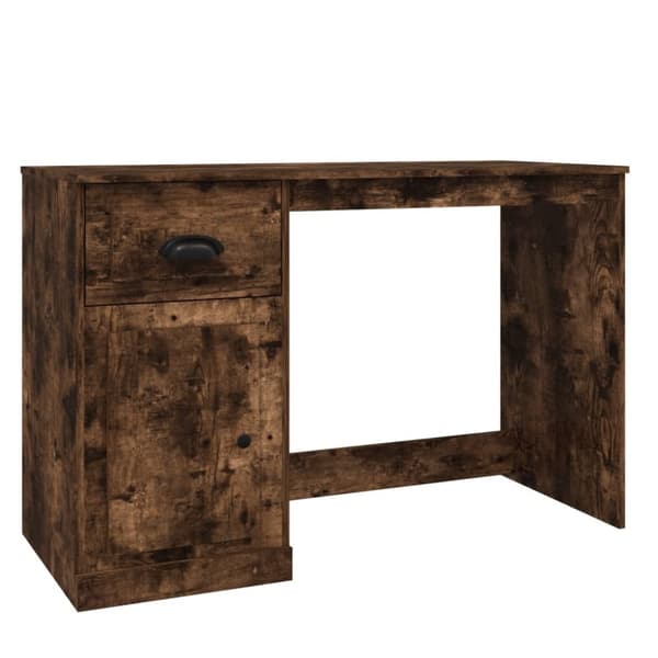 vidaXL Työpöytä laatikolla savutammi 115x50x75 cm tekninen puu - Kirjoituspöydät