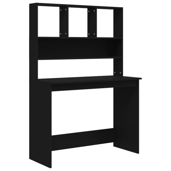vidaXL skrivebord m. hylder 102x45x148 cm konstrueret træ sort - Skriveborde