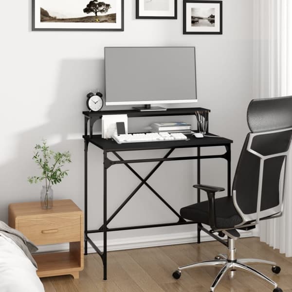 vidaXL skrivebord 80x50x90 cm konstrueret træ og jern sort -  Skriveborde
