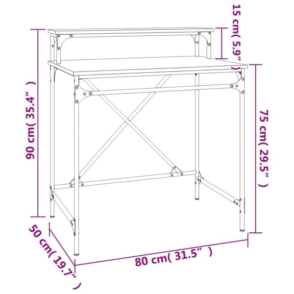 vidaXL skrivebord 80x50x90 cm konstrueret træ og jern sort -  Skriveborde