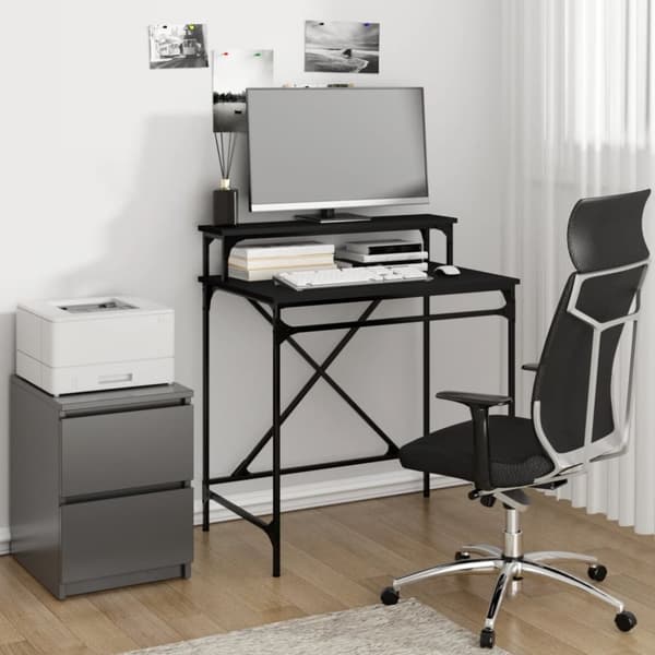 vidaXL skrivebord 80x50x90 cm konstrueret træ og jern sort -  Skriveborde