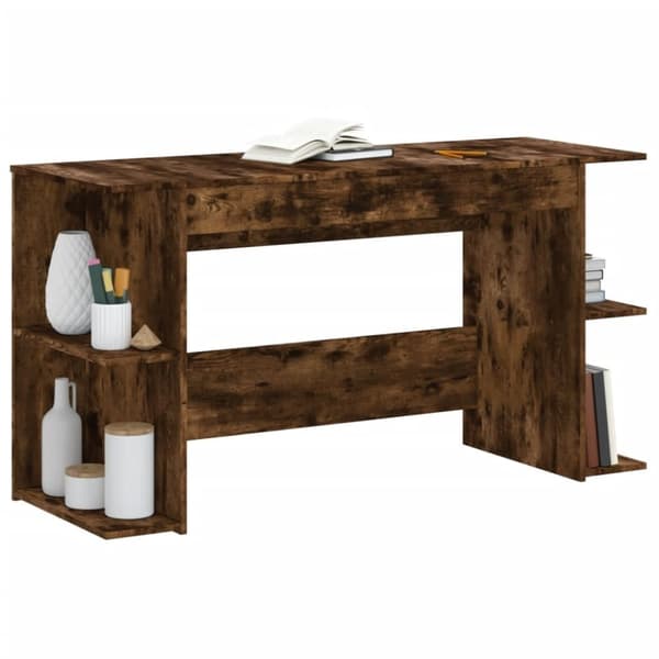 vidaXL Skrivbord rökfärgad ek 140x50x75 cm konstruerat trä