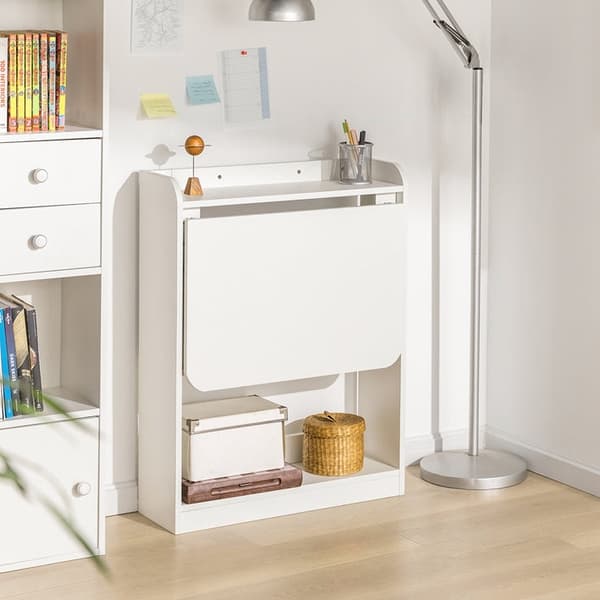 Rootz sammenklappeligt skrivebord - Computerbord - Arbejdsbord - Multifunktionelt, pladsbesparende, sikkert låsedesign - Hvid - 64 cm x 82 cm x 58 cm