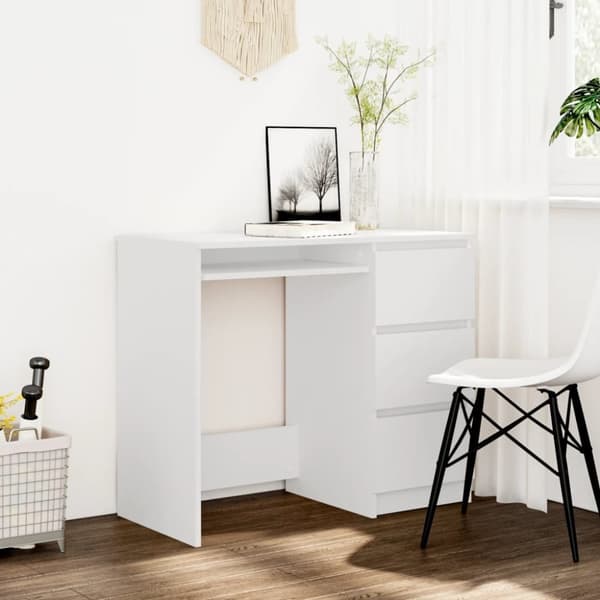 The Living Store Työpöytä valkoinen 90x45x76 cm tekninen puu - Kirjoituspöydät