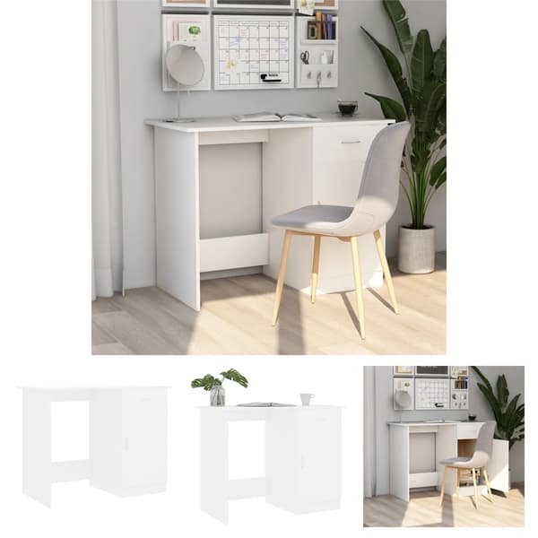 The Living Store skrivebord 100x50x76 cm konstrueret træ hvid - Skriveborde