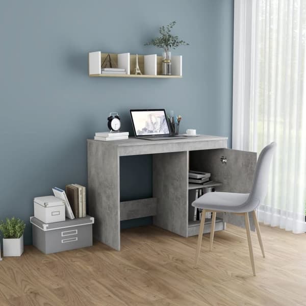 The Living Store Työpöytä betoninharmaa 100x50x76 cm tekninen puu - Kirjoituspöydät