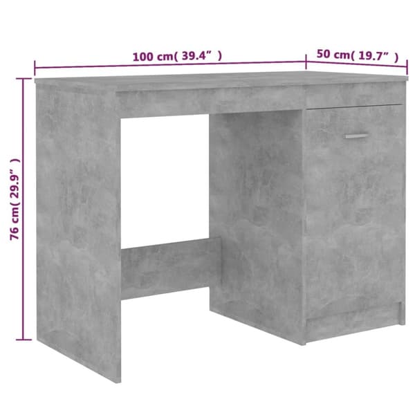 The Living Store Työpöytä betoninharmaa 100x50x76 cm tekninen puu -  Kirjoituspöydät