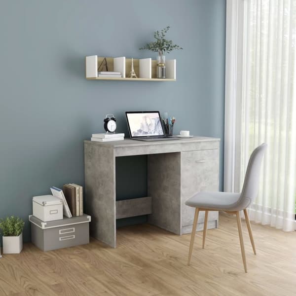 The Living Store Työpöytä betoninharmaa 100x50x76 cm tekninen puu - Kirjoituspöydät