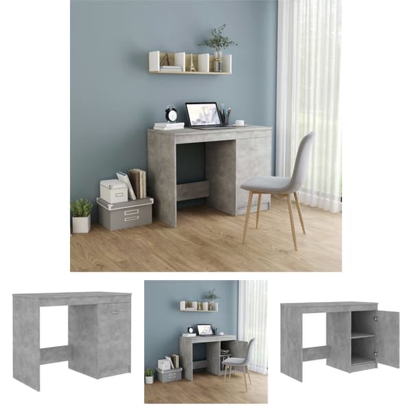 The Living Store Työpöytä betoninharmaa 100x50x76 cm tekninen puu - Kirjoituspöydät