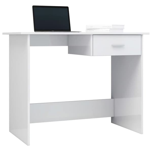 The Living Store Skrivbord vit högglans 100x50x76 cm konstruerat trä -  Skrivbord