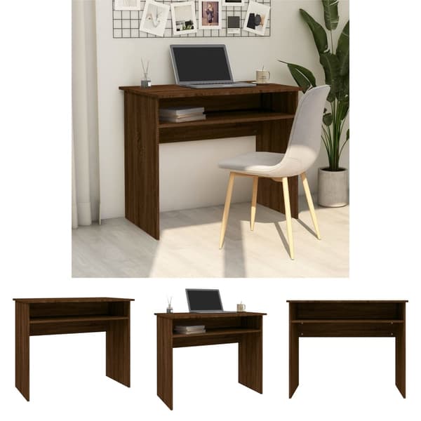 The Living Store skrivebord 90x50x74 cm konstrueret træ brun egetræsfarve -  Skriveborde