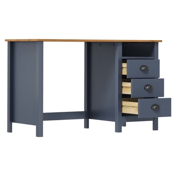 The Living Store Skrivbord Hill med 3 lådor 120x50x74 cm massiv furu -  Skrivbord