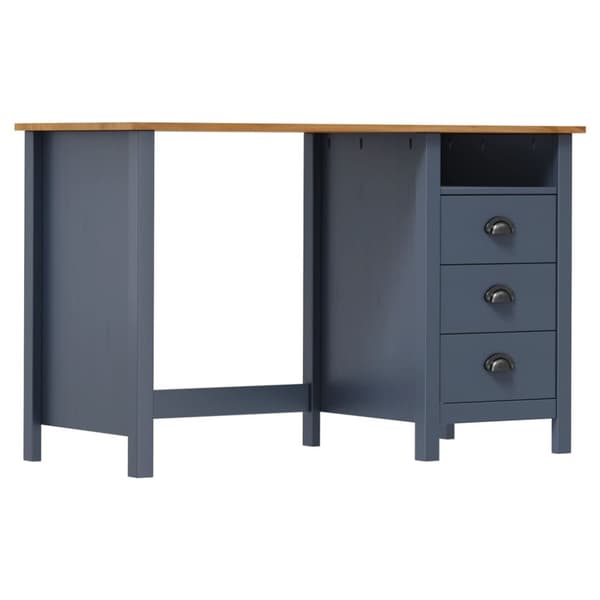 The Living Store Skrivbord Hill med 3 lådor 120x50x74 cm massiv furu - Skrivbord