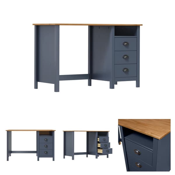 The Living Store Skrivbord Hill med 3 lådor 120x50x74 cm massiv furu - Skrivbord