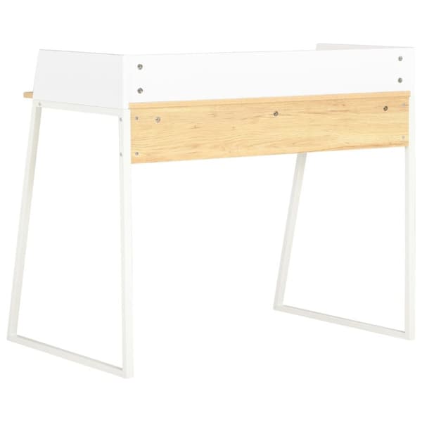 The Living Store skrivebord 90x60x88 cm hvid og egetræsfarvet -  Skriveborde