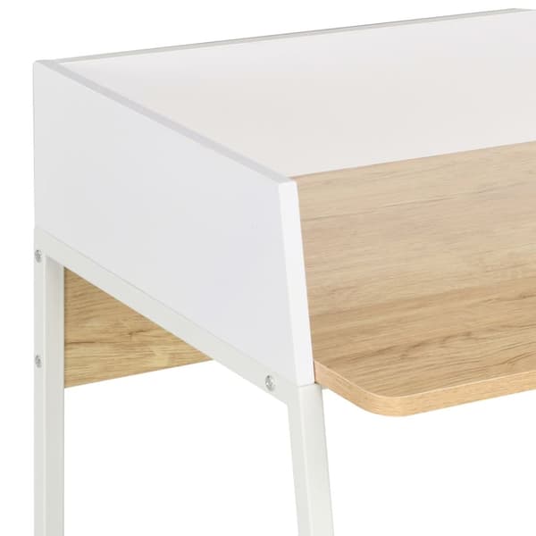 The Living Store skrivebord 90x60x88 cm hvid og egetræsfarvet -  Skriveborde