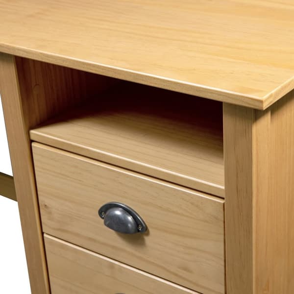 The Living Store skrivebord Hill med 3 skuffer 120x50x74 cm massivt fyrretræ - Skriveborde