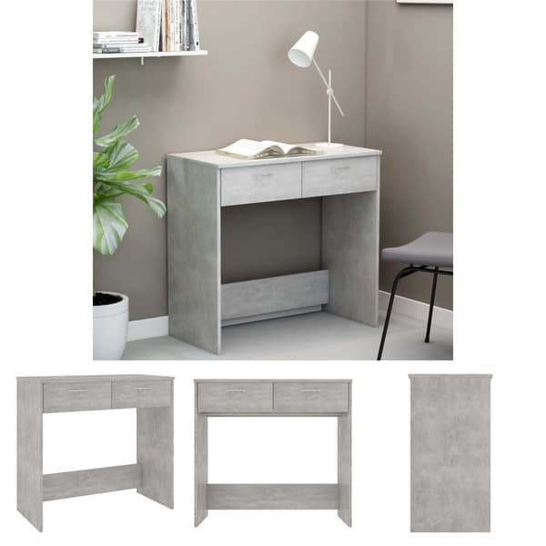 The Living Store Työpöytä betoninharmaa 80x40x75 cm tekninen puu - Kirjoituspöydät