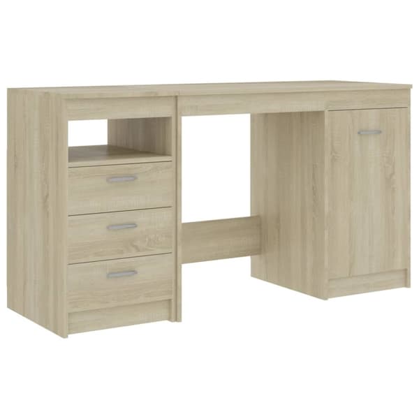 The Living Store Skrivbord sonoma-ek 140x50x76 cm konstruerat trä - Skrivbord