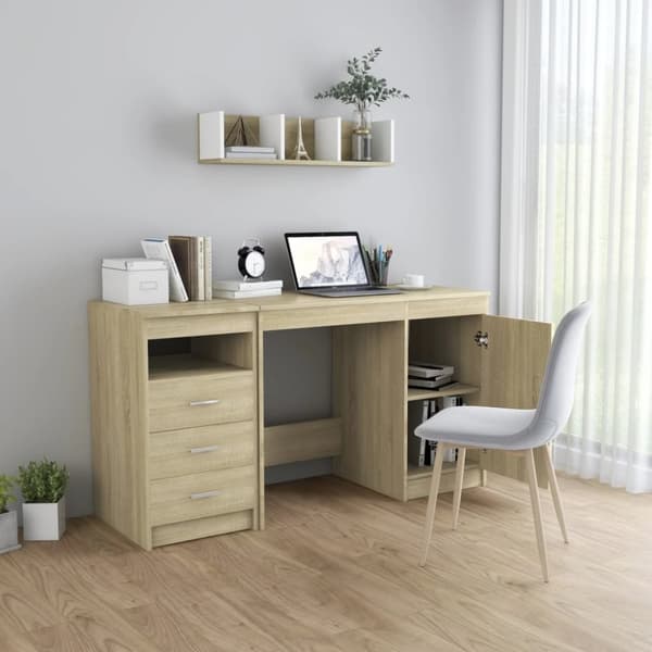 The Living Store Skrivbord sonoma-ek 140x50x76 cm konstruerat trä - Skrivbord