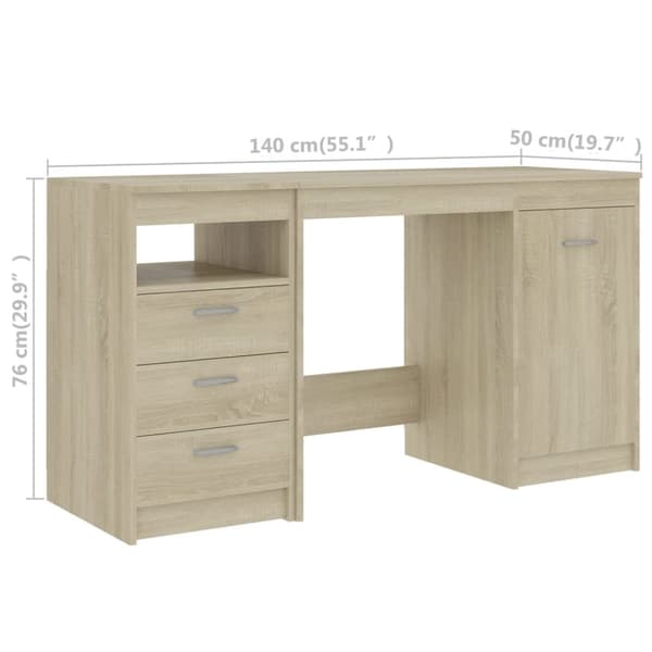 The Living Store Skrivbord sonoma-ek 140x50x76 cm konstruerat trä - Skrivbord