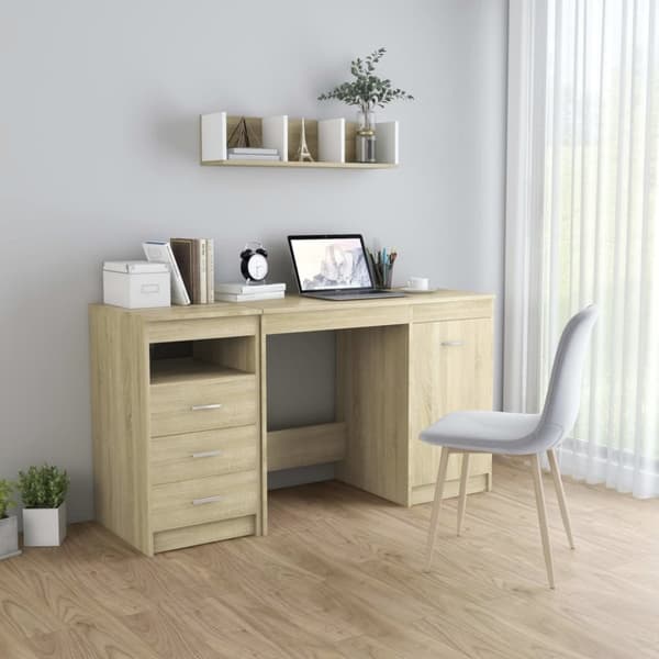 The Living Store Skrivbord sonoma-ek 140x50x76 cm konstruerat trä - Skrivbord