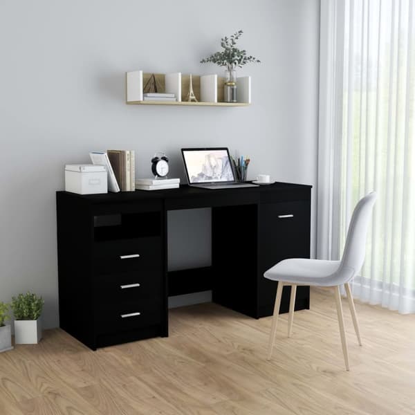 The Living Store Työpöytä musta 140x50x76 cm tekninen puu -  Kirjoituspöydät