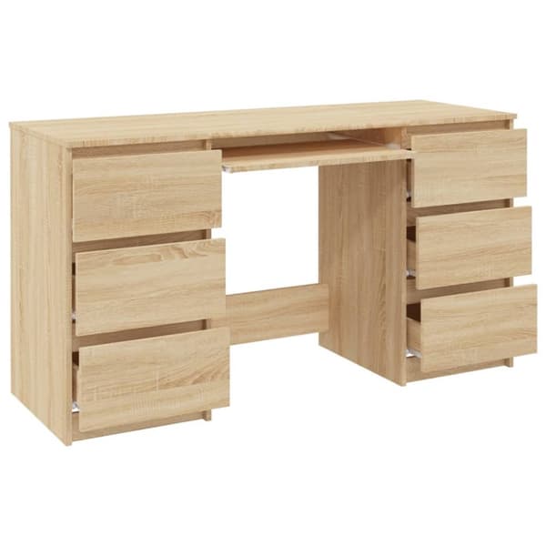 The Living Store skrivebord 140x50x77 cm konstrueret træ sonoma-eg -  Skriveborde