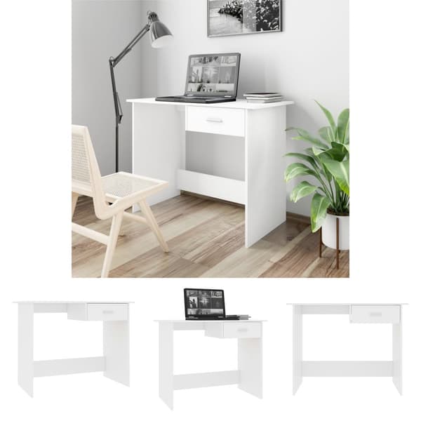 The Living Store skrivebord 100x50x76 cm konstrueret træ hvid -  Skriveborde