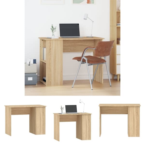 The Living Store skrivebord 100x55x75 cm konstrueret træ sonoma-eg -  Skriveborde