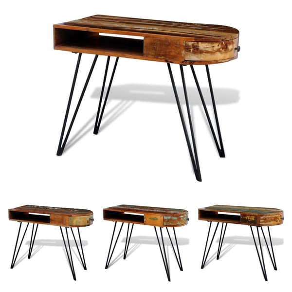 The Living Store skrivebord med jernben genbrugstræ -  Skriveborde