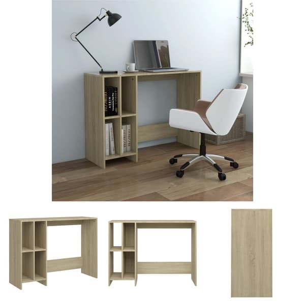The Living Store skrivebord 102,5x35x75 cm konstrueret træ sonoma-eg -  Skriveborde