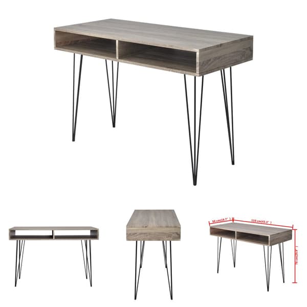 The Living Store skrivebord med 2 rum grå -  Skriveborde