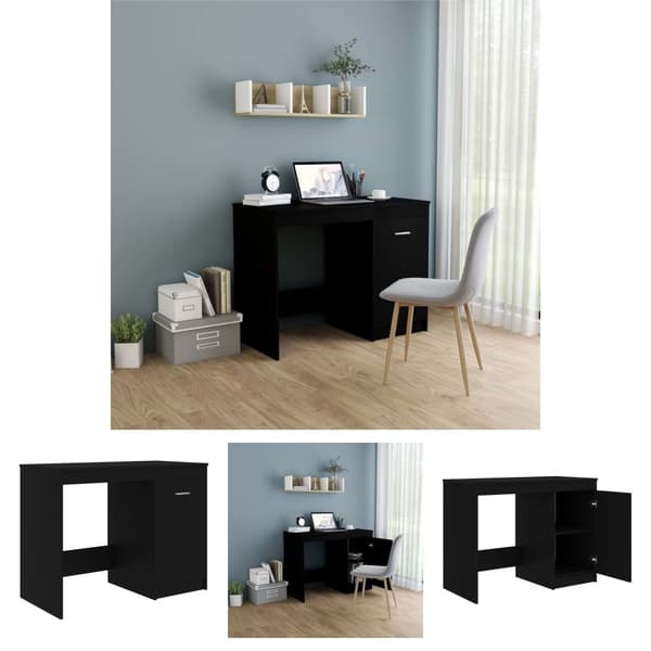The Living Store skrivebord 100x50x76 cm konstrueret træ sort -  Skriveborde