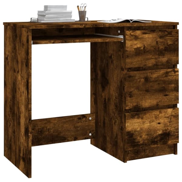 The Living Store skrivebord 90x45x76 cm konstrueret træ røget egetræsfarve - Skriveborde