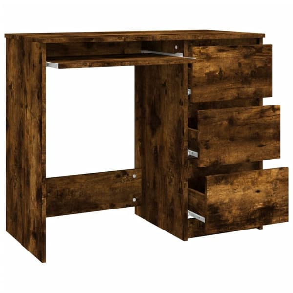 The Living Store skrivebord 90x45x76 cm konstrueret træ røget egetræsfarve -  Skriveborde