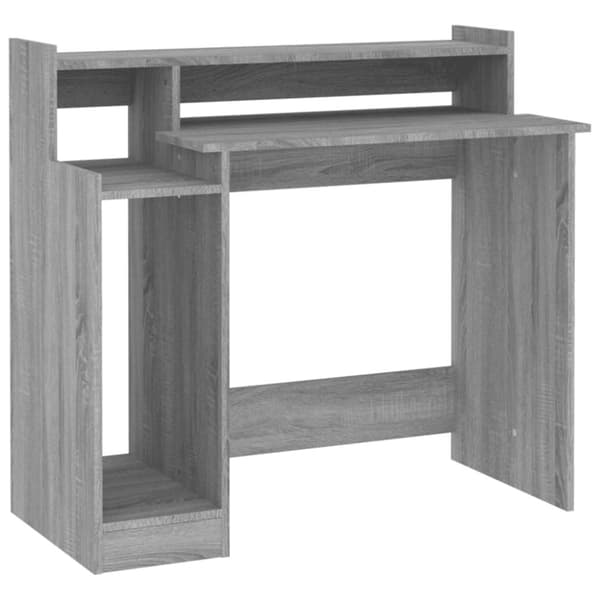 The Living Store Työpöytä LED-valoilla harmaa Sonoma 97x45x90 cm tekninen puu - Kirjoituspöydät