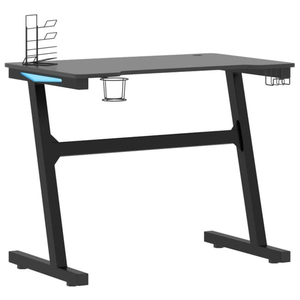 The Living Store Pelipöytä LED-valot ja Z-muotoisilla jaloilla musta 90x60x75 cm - Kirjoituspöydät